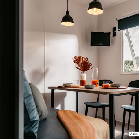 MOBILHOME 2 personas - Homeflower Premium CLIM 20m² (1 habitación) + terraza semicubierta + TV + sábanas + toallas