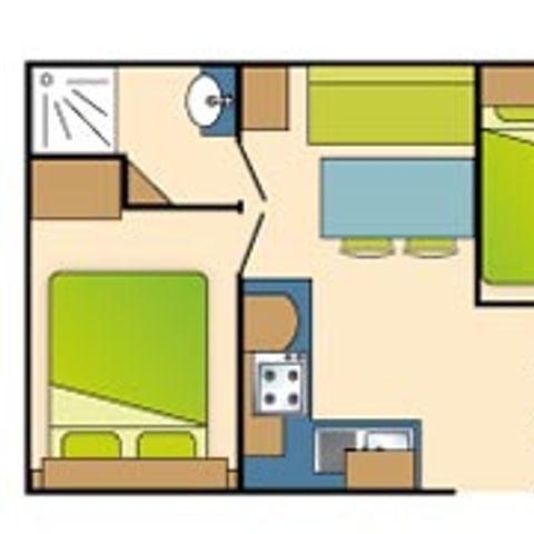 MOBILHOME 4 personnes - 4 personnes - terrasse semi couverte