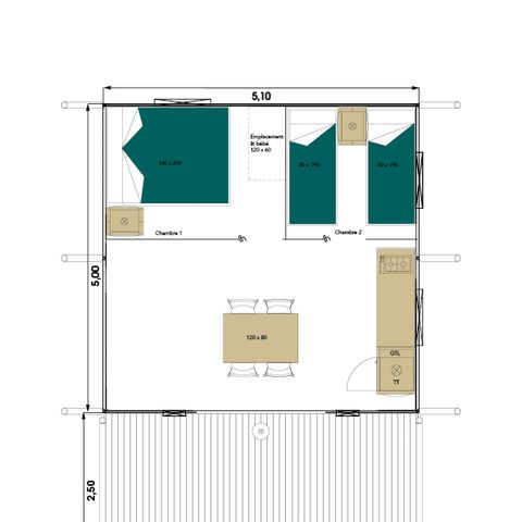 Bungalow 4 Personen - Lodge