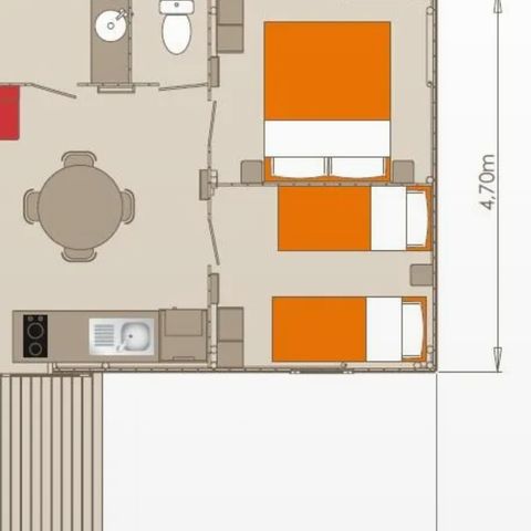 Chalet 5 Personen - Confort Sarlat - 2 Zimmer - nicht überdachte Terrasse