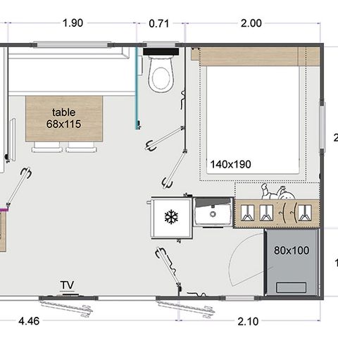 MOBILHOME 4 personas - Confort Rocamadour - TV - 2 habitaciones - terraza no cubierta