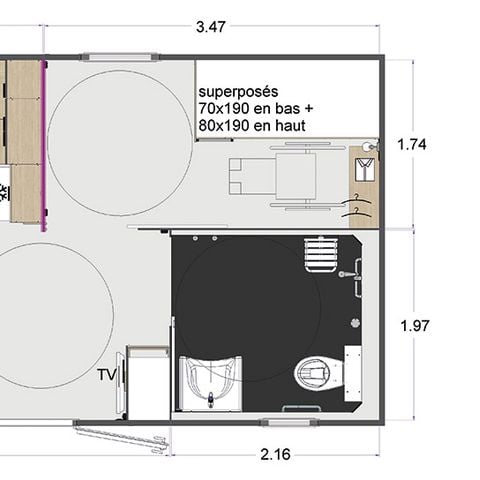 Mobile home 4 persons - Confort Rocamadour - TV - accessible PMR - 2 bedrooms
