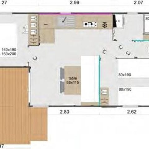 Mobile home 4 persons - Confort Padirac - 2 bedrooms - TV
