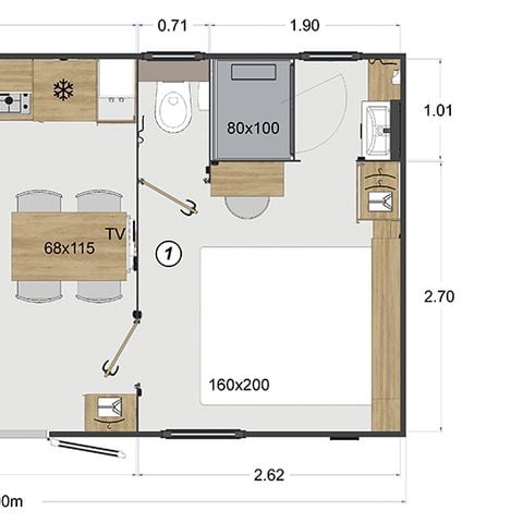Mobile home 6 persons - Premium Lacave - (2 bedrooms) - TV - air conditioning - LV - 2 bathrooms