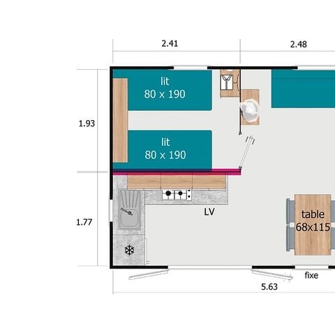 Mobile home 4 persons - Cosy TV cottage - 2 bedrooms - sleeps 4