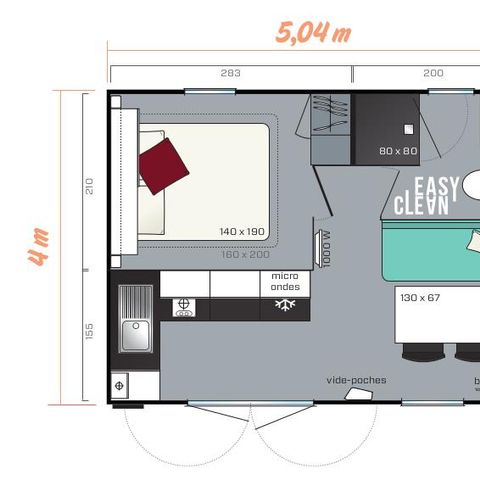 Stacaravan 2 personen - Cactus 1 kamer 18m² - Nieuw in 2020 -