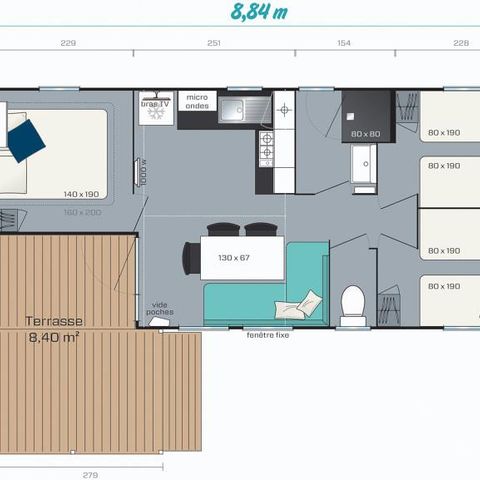 MOBILHOME 2 personas - Familia - precio incluido para 2 personas, 4 personas pagando opciones a reservar en el camping