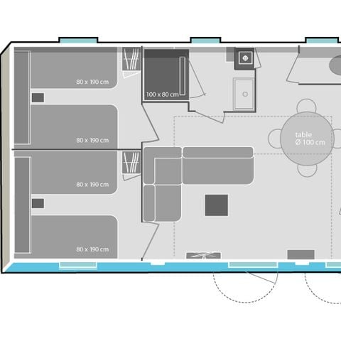 Casa mobile 6 persone - Cottage Prestige 3 camere da letto