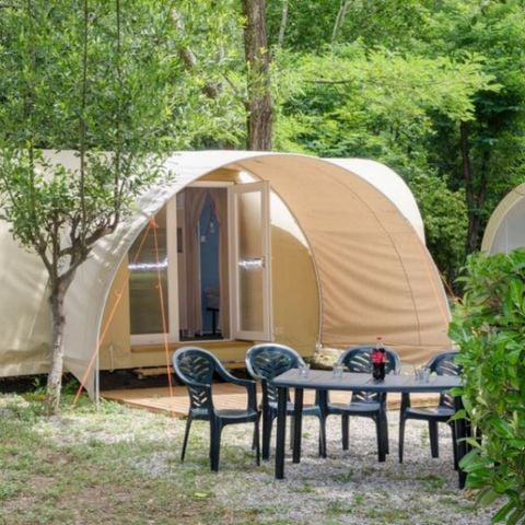 Tente en toile et en bois 4 personnes - Tente Aménagée "Coco" 2 Chambres