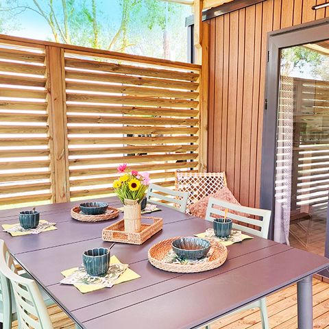 Mobilheim 4 personen - PREMIUM 30m² - 2 Schlafzimmer - TV - Geschirrspüler - Klimaanlage - Terrasse