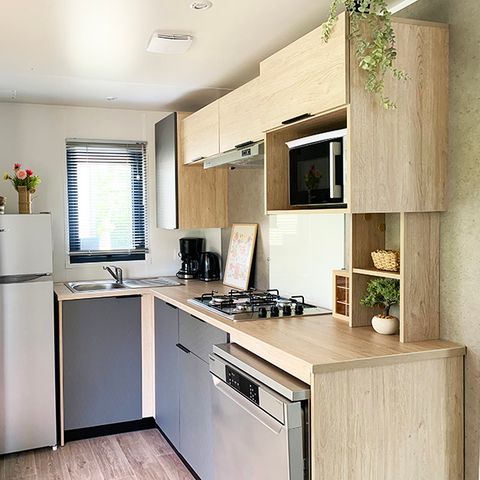 Mobilheim 4 personen - PREMIUM 30m² - 2 Schlafzimmer - TV - Geschirrspüler - Klimaanlage - Terrasse