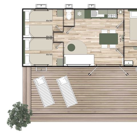 Mobile home 6 persons - Grand Confort - TV - 3 bedrooms