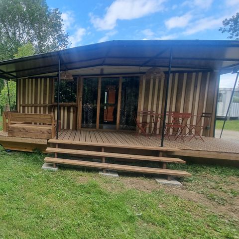 TIENDA DE LONA Y MADERA 6 personas - Chalet Toilé Prémium