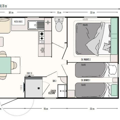 Mobile home 8 persons - 4 bedrooms PREMIUM+ Air-conditioned