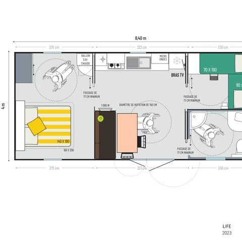 Mobile home 4 persons - 2 bedrooms -ACCESS-PREMIUM