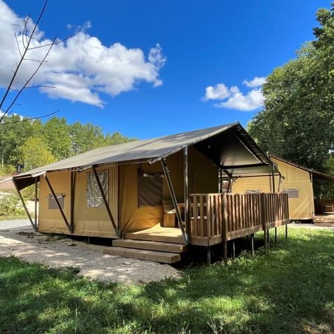 TENTE TOILE ET BOIS 4 personnes - Tente Safari Tendi avec salle de bain
