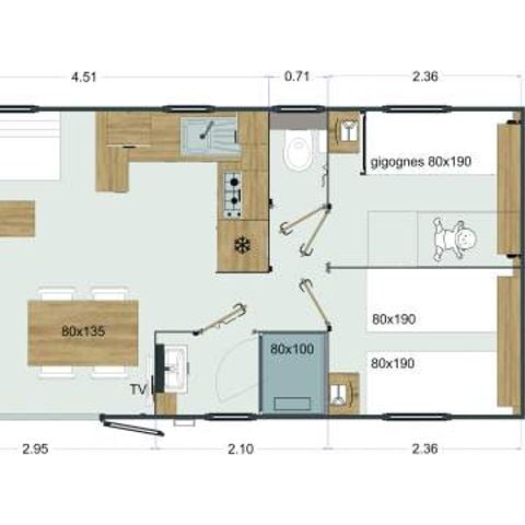 Mobilhome 6 personas - MH3 VIP DOUE, 6 pers(3bed,2bath)