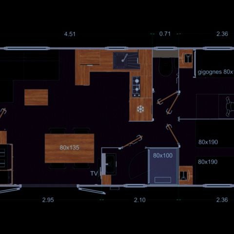Mobilhome 6 personnes - MH3 VIP DOUE, 6 pers(3ch,2sdb)