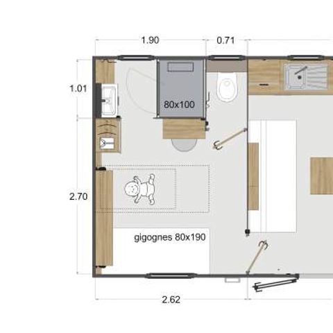 MOBILHOME 4 personnes -  MH2 VIP BREZE,4 pers (2CH,2 SDB)