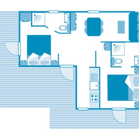 Mobilheim 4 Personen - Chalet Newton 4p 2ch 2SdB Clim Premium