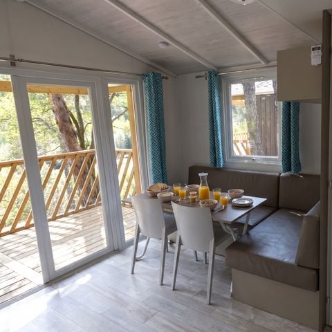 MOBILHOME 6 personnes - LOGGIA BAY vue rivière - 2 chambres - TV - CLIM - LV
