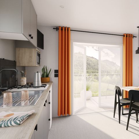 BUNGALOW 4 personnes - Premium 25 m² dont Terrasse couverte- 2 chambres +TV + Lave-vaisselle + BBQ