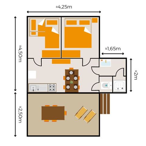 Tent 5 personen - Hut | 2 slaapkamers | 4/5 pers. | TV
