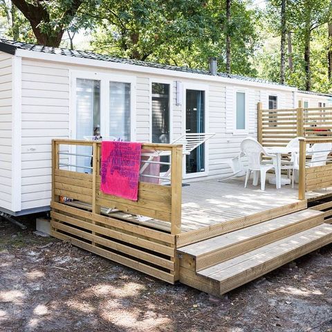 Bungalow 4 personen - Mobilheim | Comfort | 2 Zi. | 4 Pers. | Nicht überdachte Hochterrasse