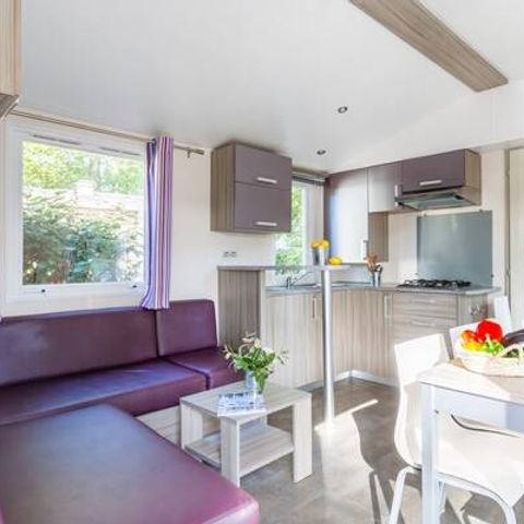 Bungalow 4 Personen - Mobilheim | Comfort | 2 Zi. | 4 Pers. | Nicht überdachte Hochterrasse