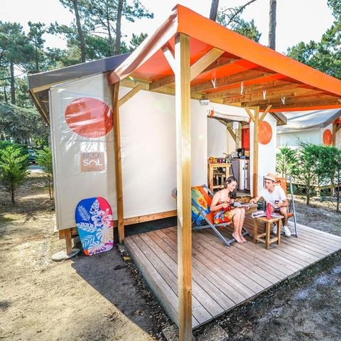 Tente en toile et en bois 5 personnes - RESASOL - 2 chambres