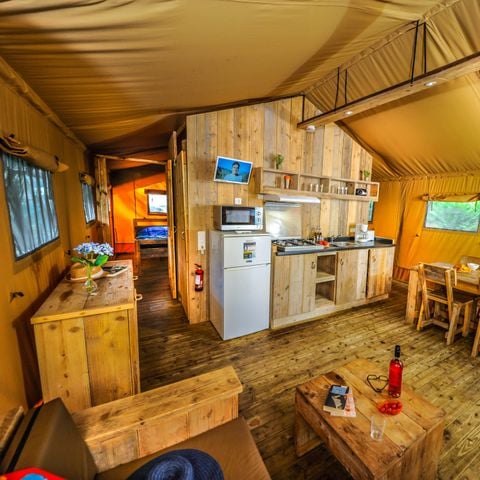 Tente en toile et en bois 5 personnes - ECOLUXE - 2 chambres