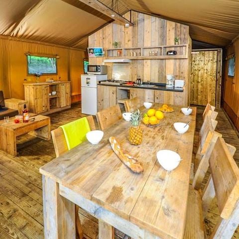 Tente en toile et en bois 5 personnes - ECOLUXE - 2 chambres