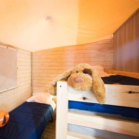 Tente en toile et en bois 5 personnes - CABANE sur pilotis