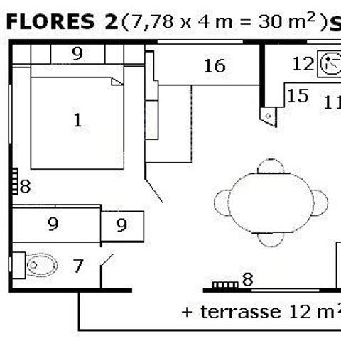 Mobile home 6 persons - Louisiana Flores (2 rooms)
