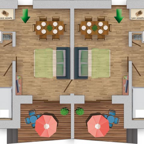 CASA 8 personas - FAMILY PLUS, 2 pisos comunicados