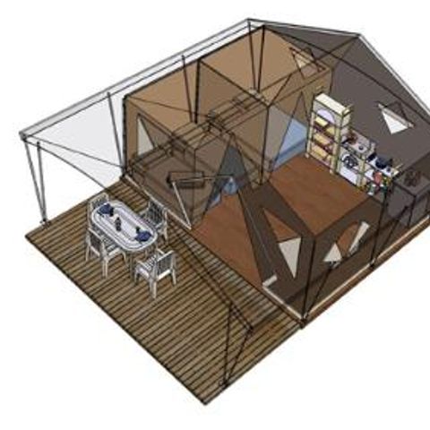 BUNGALOW DE LONA 5 personas - (sin instalaciones sanitarias)