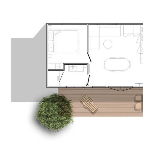 Mobile home 6 persons - Premium 36m² 2 bedrooms - Covered terrace + TV + LV + Plancha 4/6 pers.
