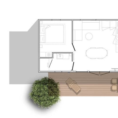 Mobilheim 4/6 personen - Premium 36m² - 2 Schlafzimmer - Überdachte Terrasse - TV - LV - Plancha