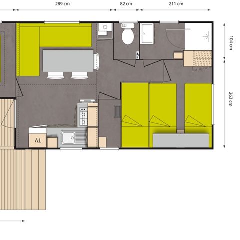 MOBILHOME 6 personas - Confort 35m² 3 habitaciones