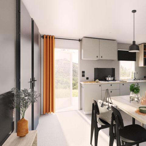 Mobile home 4 persons - Confort 26m² 2 bedrooms - Semi-covered terrace + TV