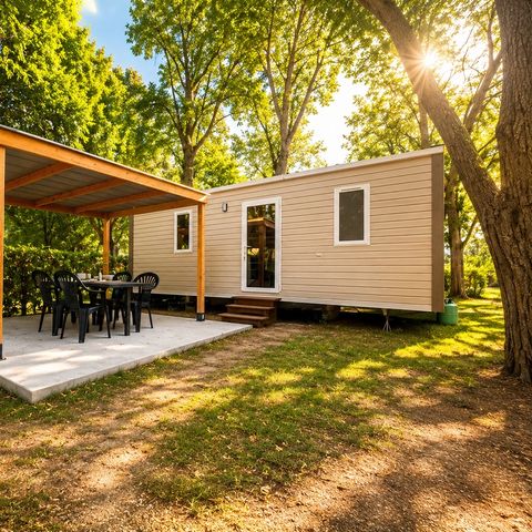 Mobile home 4 persons - Confort 26m² 2 bedrooms - Semi-covered terrace + TV