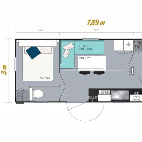 Stacaravan 6 personen - COMFORT - TV