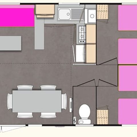Stacaravan 6 personen - 3 slaapkamers ESPACE