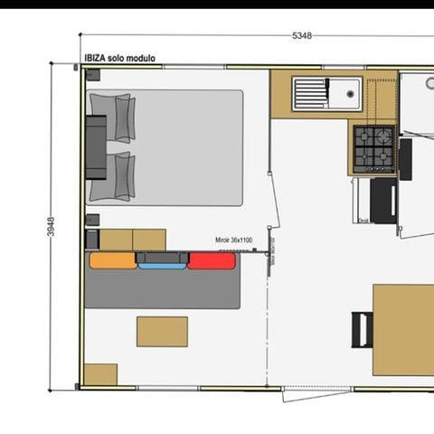 Mobilheim 2 personen - Mobilheim 1 Zimmer