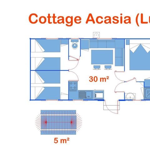 Mobilheim 6 Personen - Cottage Acacia (Lux)