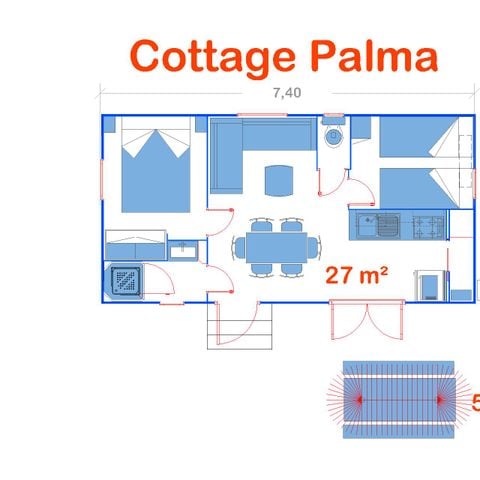 Mobilheim 6 Personen - Cottage Palma (Standard)