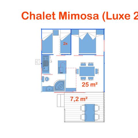 CHALET 4 personen - Luxe 2 slaapkamers
