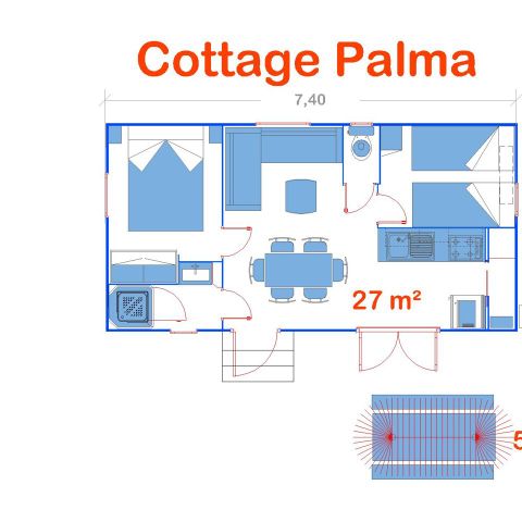 Mobilheim 6 Personen - Cottage Palma