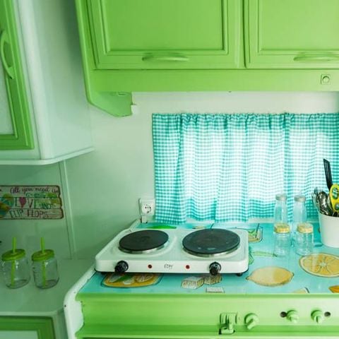 Caravan 5 personen - Verde Mint, zonder sanitair