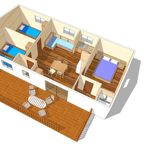 Mobile home 6 persons - Mobile-home | Classic | 3 Bedrooms | 6 Pers. | Raised terrace